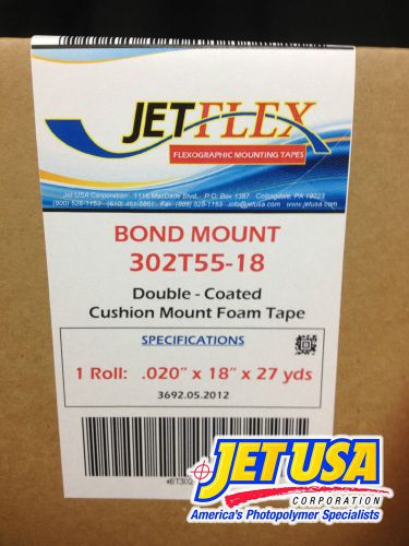 Jetflex flexo mounting tape: bound mount 302t55-18 / .020&#034; x 18&#034; x 27 yds for sale