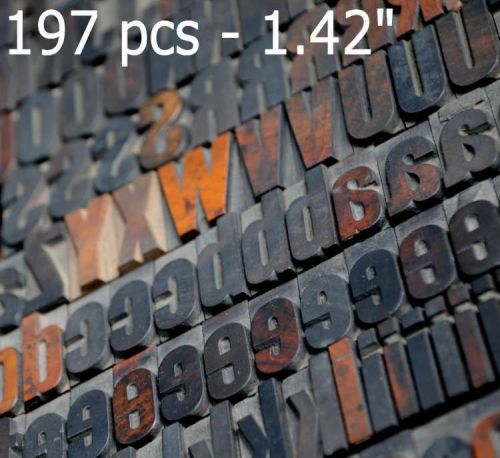 letterpress wood printing blocks 197 pcs - 1.42&#034; tall alphabet type woodtype ABC