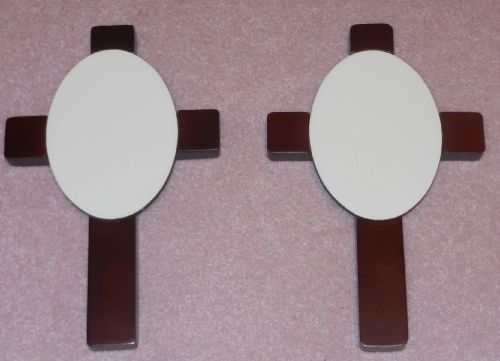 SUBLIMATION BLANKS - WOOD CRUCIFIX/CROSS WITH UNISUB TILE (2) - TWO - BRAND NEW
