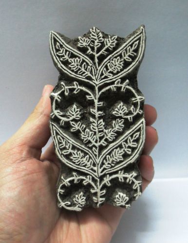 VINTAGE WOOD HAND CARVED TEXTILE PRINTING FABRIC BLOCK STAMP FINE CARVING PRINT