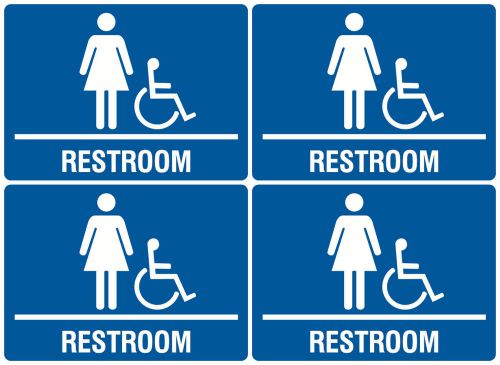 Four Restroom Girls Privacy Signs Set Wheelchair Accessible Access New Women USA