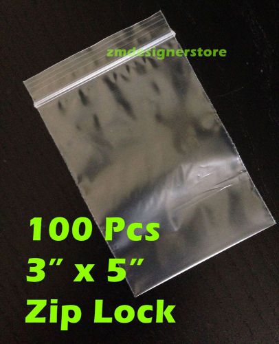 100 3x5 Long Zip Lock 2 Mils Clear PVC Plastic Package Bag Coins Beads Jewelry