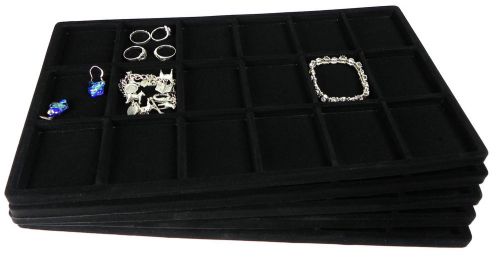 6-18 Compartment Black Tray Inserts  Display Jewelry Flocked 18 section