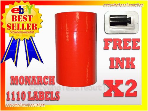 2 SLEEVES FLUORESCENT RED LABEL FOR MONARCH 1110 PRICING GUN 2 SLEEVES=32ROLLS