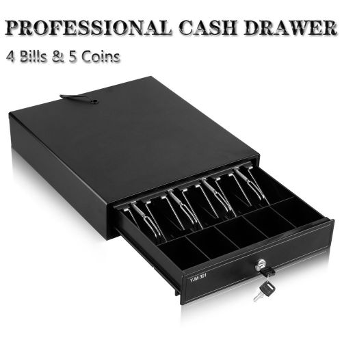 Stores heavy duty cash drawer with 4 bills &amp; 5 coins tray pos system rj11 for sale