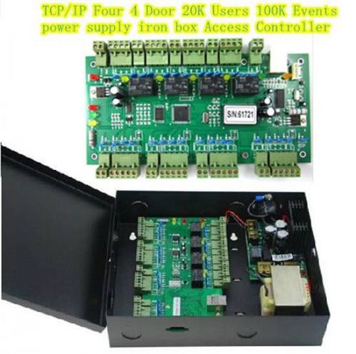 Tcp/ip 4 door 20k users 100k event power supply iron box net access controller for sale