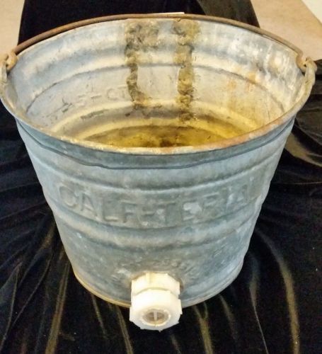 Large vintage calf-teria calf milk metal pail bucket planter pot display repurp for sale