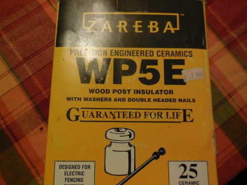 Zareba WP5E 25 Ceramic Wood Post Insulators with Washers and Double Nail Heads