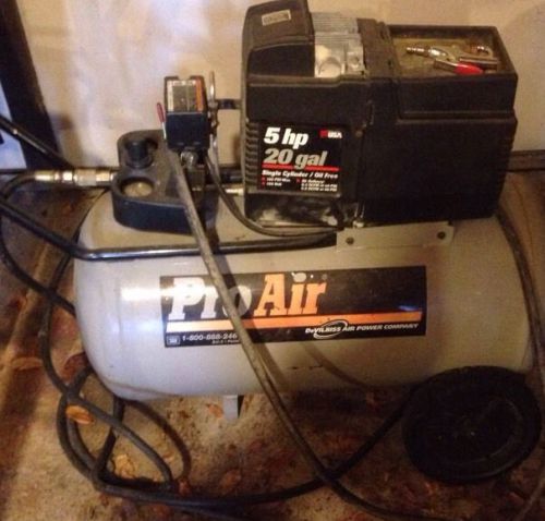 5 hp 20 gallon proair air compressor. local pick up. nice shape for sale