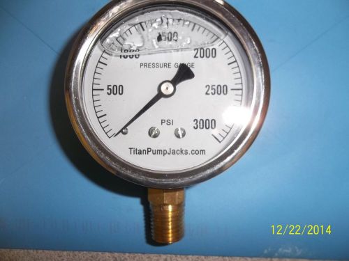 0-3000 PSI 2 1/2&#034; OIL FILLED PRESSURE GAUGE  1/4&#034;  NPT BOTTOM MOUNT SS/BR CONST.