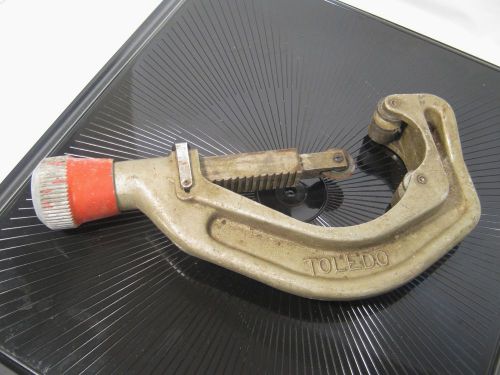 TOLEDO TOOLS HEAVY DUTY VINTAGE PIPE CUTTER HAND TOOL 2&#034; TO 4&#034; TUBING 1954 USA