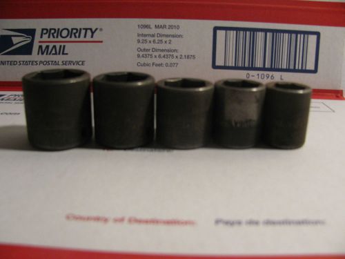 SNAP ON 3/8 DRIVE  INPACT LOT OF 5 STANDARD SOCKETS