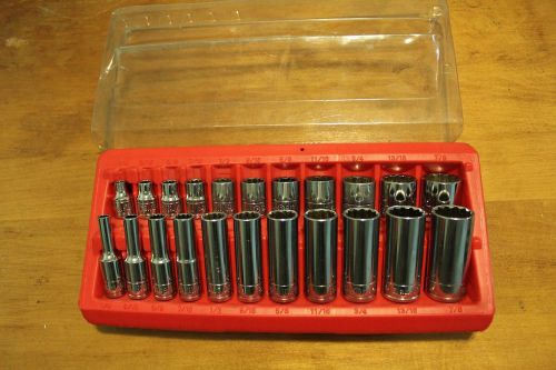 GREAT NECK STD SAE SOCKET SET STANDARD AND LONG WITH CASE 22 PIECES
