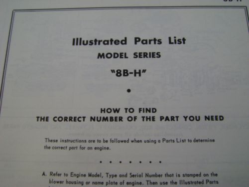 briggs and stratton parts list model series 8B-H