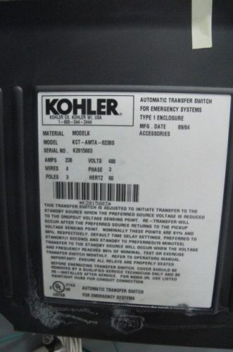 Automatic Transfer Switch, Kohler 230A 480V (ATS)