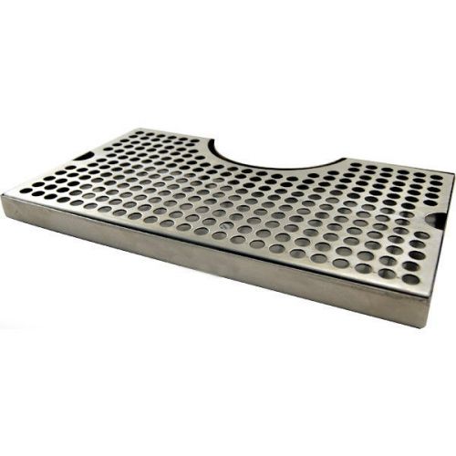 12&#034; Surface Mount Stainless Steel Drip Tray - No Drain w/ Tower Cutout - Bar Pub