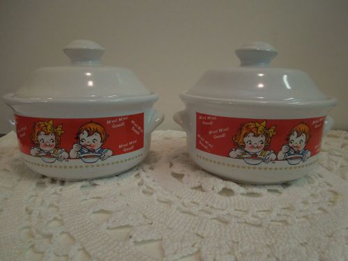Campbell soup bowels set of 2 with lids microwaveable,dishwasher safe