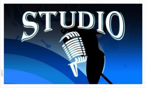 Ba587 studio on the air microphone bar banner shop sign for sale