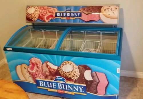 Icecream freezer 5 ft Blue Bunny commercial sliding top sign lights 6 basket