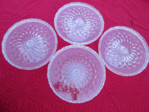 Clear crystal cut plastic cake pedestal stand tray 9.75&#034; for sale
