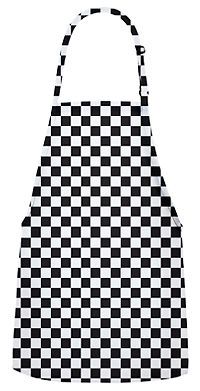 F33 no pocket black and white checkered bib apron 65/35 poly-cotton 18588 for sale