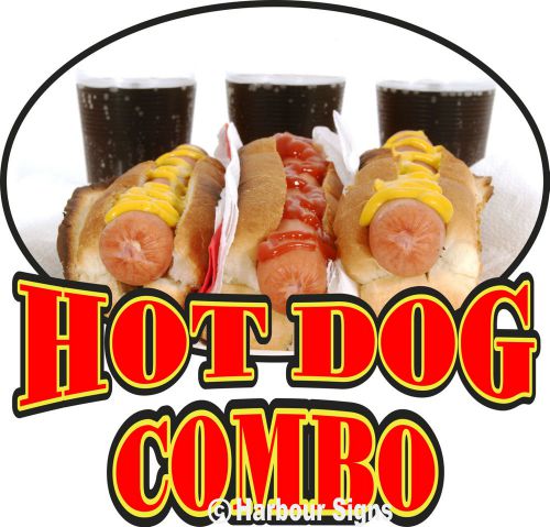 Hot Dog Combo Decal 14&#034; Hotdogs Concession Restaurant Food Truck Vinyl Menu