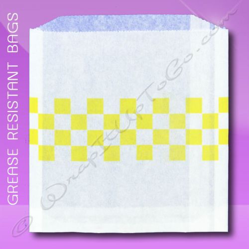 Grease Resistant Sandwich Bags – 6 x 3/4 x 6-1/2 – Yellow Checkerboard