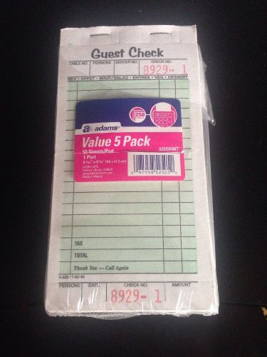1 Part Guest Check, 4 Packs Of 50 Sheets Per Pad. 200 Checks Total