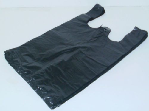 100 MED BLACK PLASTIC BAGS GROCERY SHOPPING STYLE NEW