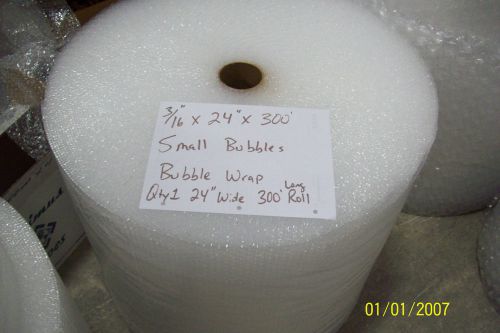 Bubble Wrap 3/16&#034; Small Bubbles Roll x 24&#034; x 300&#039; Free Shipping Perf Every 12&#034;