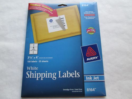 AVERY #8164 WHITE SHIPPING LABELS 150 LABELS 25 SHEETS INK JET FREE SHIPPING USA