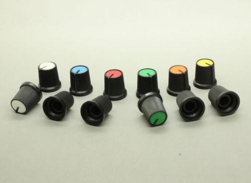 20x Plastic Hi-Fi Control Knob Insert Type 15mmDx15mmH 6mm Shaft-Various Colors