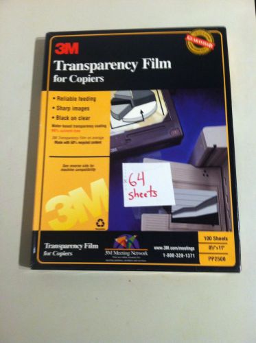 3M PP2500 Transparency Film for Copiers 8.5&#034; x 11&#034; Box with 64 Sheets New