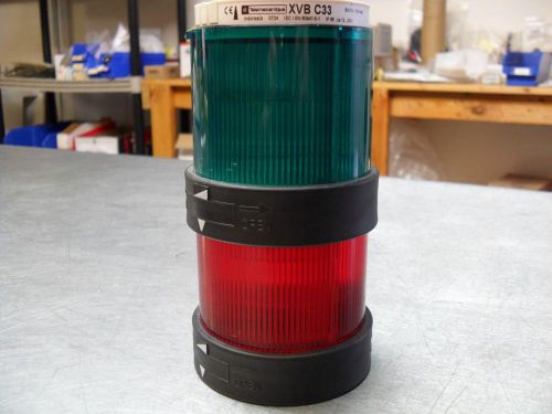 QTY 2 - Telemecanique XVB-C34 Red Stack Light &amp; XVB C33 Green New w/ Bulbs