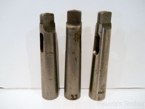 Lot of (3) Used Steel Morse Taper Adapters from MT #2 Shank To MT #1 Socket