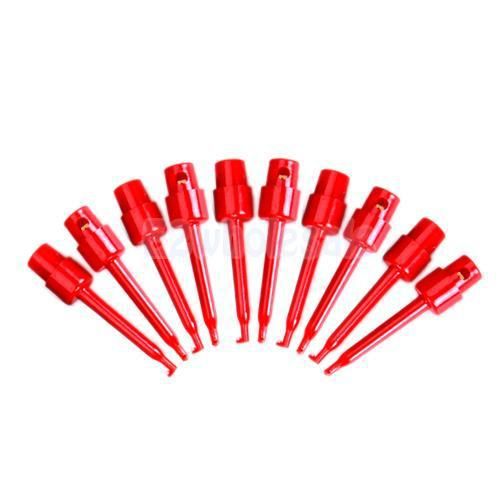 10pcs Mini Test Hooks Clips for Tiny Component SMD IC Electrical - Red