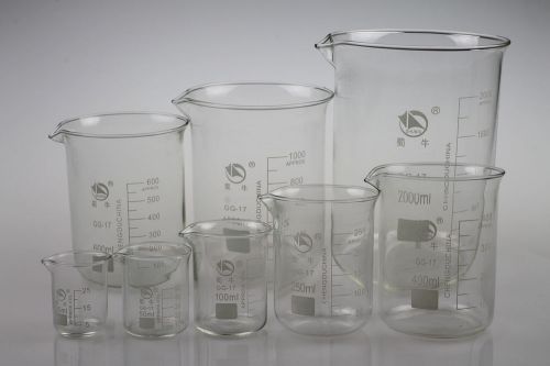 9 pcs Borosilicate Glass Low Form Graduated Beaker Set 25mL to 2000mL