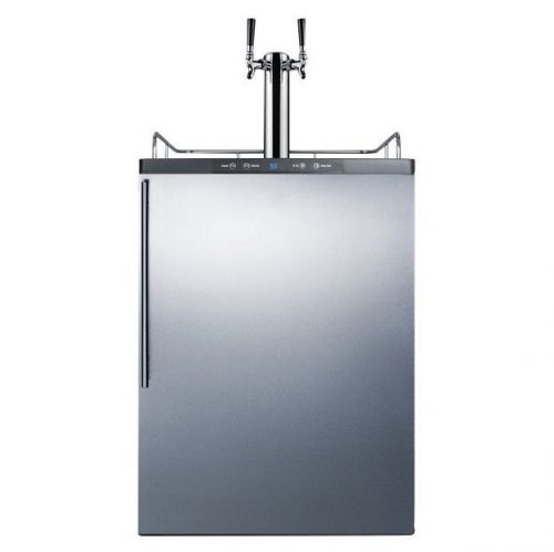 Summit under counter draft beer kegerator - double faucet - stainless steel door for sale