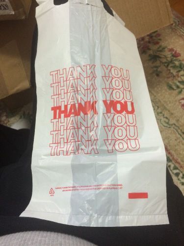 Plastic bag sm economy &#039;thank you&#039; white 2000 t shirt bags 6x4x15 for sale