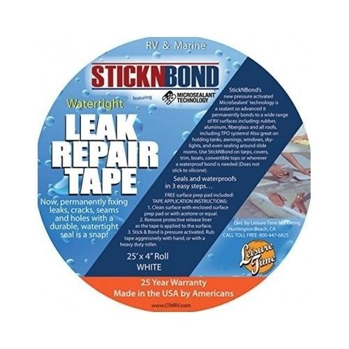 White roof seal leak repair tape sticknbond 4&#034; x 25&#039; roll grabs all surfaces for sale