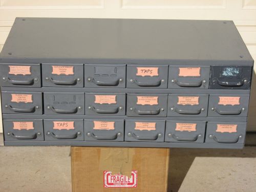 Very nice equipto 18-drawer steel industrial parts/tool cabinet - 95% orig paint for sale