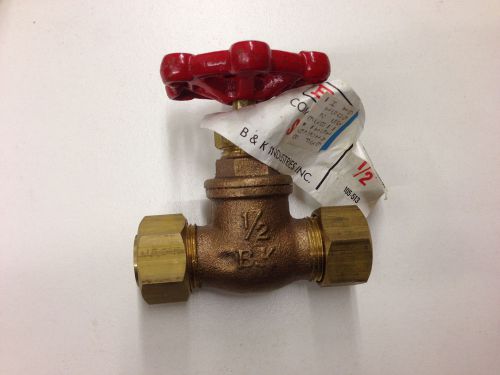 New 1/2&#034; brass stop valve w/compression fittings no solder for sale