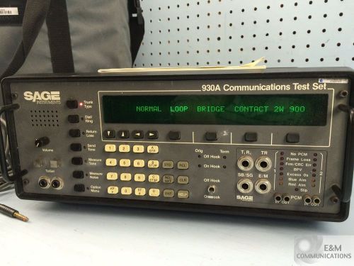 930A SAGE INSTRUMENTS COMMUNICATION TEST SET WITH PROBES MANUAL CARRYING CASE