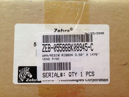 New Box of (6) Zebra Premium Wax/Resin ZEB-05586BK08945-C 3.50&#034; x 1476&#034;