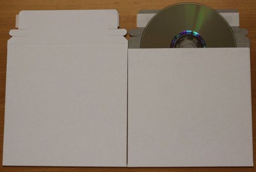 Large White Cardboard CD Mailer  6&#034; X 6-3/8&#034; with Adhesive Flap - 50 Pack