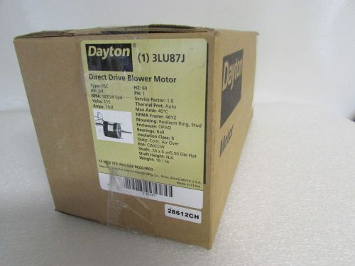 Dayton 3LU871 Direct Drive Blower Motor HP 3/4 RPM 1075/4 Spd