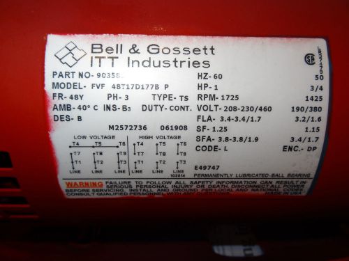 BELL &amp; GOSSETT 169233 POWER PACK HRD 1HP-17-230T63 208V - 240V 3PH 1HP NEW B&amp;G