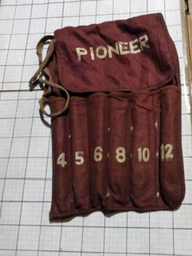vintage maroon soft cloth tool sack drill bit long bits auger bits case PIONEER
