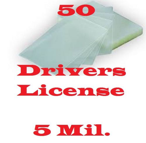 50 Drivers License Laminating Laminator, Pouch Sheets  5 Mil. 2-3/8 x 3-5/8