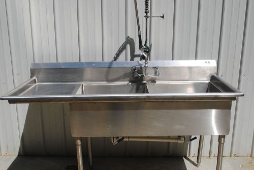 2 COMPARTMENT SINK with SPRAYER STAINLESS STEEL71&#034;